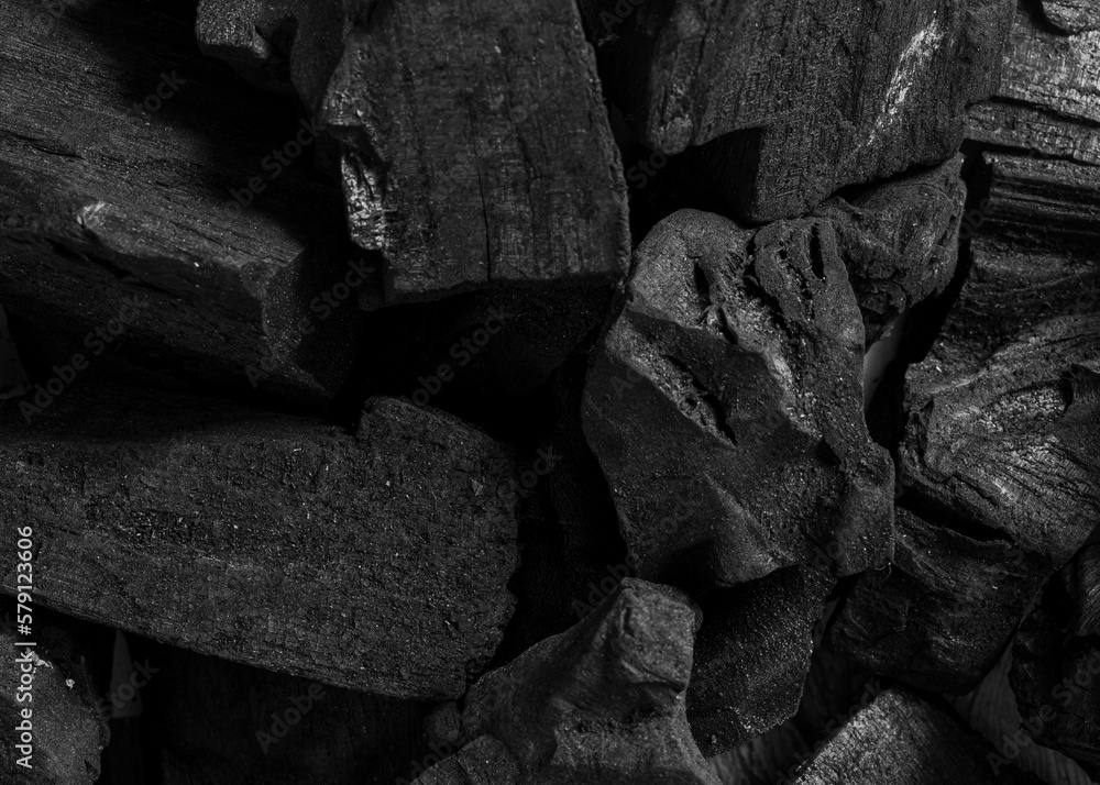 Charcoal,Black charcoal texture background.Close up.