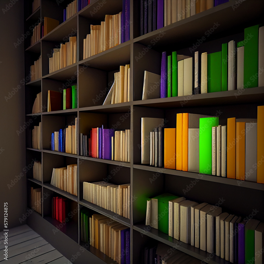 There are many books on the bookshelf in the library. AI generated There are many books on the bookshelf in the library. AI generated