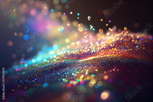 Abstract sequins, closeup, holographic foil and glitter, photorealism, extreme closeup.