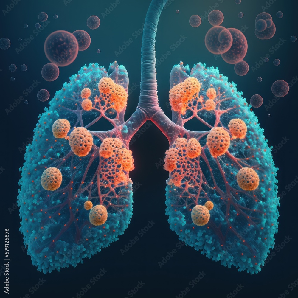 Virus and lung sickness, sick lung caused by virus, virusrelated Lung