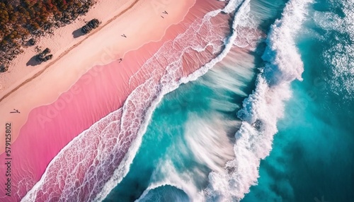 Beautiful pink beach top view
