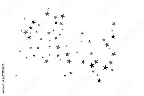 Star confetti. Silver casual confetti background. Bright design pattern.