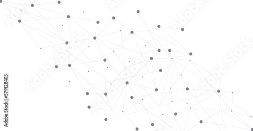 Grey network. Abstract connection on white background. Network technology background with dots and lines for desktop. Ai system background. Abstract data concept. Line background  network technology