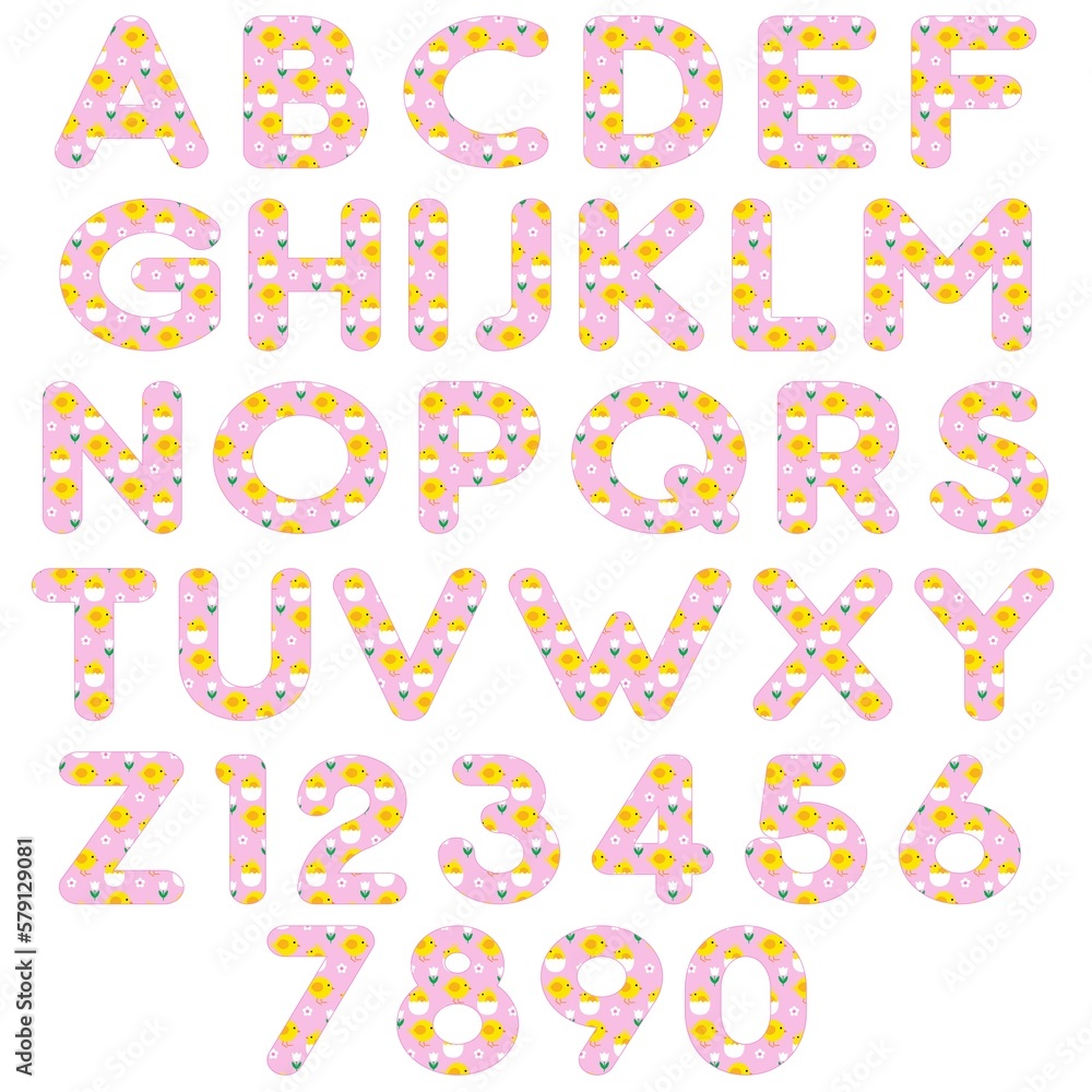 Easter chick pink alphabet Easter chick pink alphabet