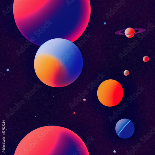 space with multiple planets