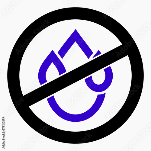 No drop icon. Leak protection. Water protection. No water. Vector icon.