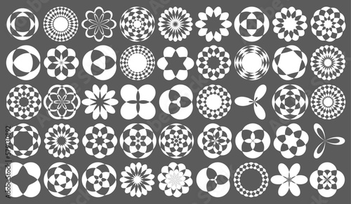 Set of Vector Mathematical Cycloid Curve Structure Set - Abstract Generative Art Elements   