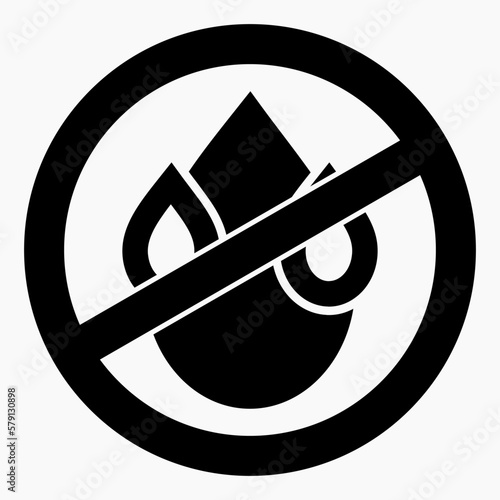 No drop icon. Leak protection. Water protection. No water. Vector icon.