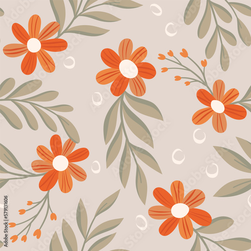 Fototapeta Naklejka Na Ścianę i Meble -  Cute vector floral seamless pattern. Colorful flowers background. Trendy repeat texture for fashion print, wallpaper or fabric.