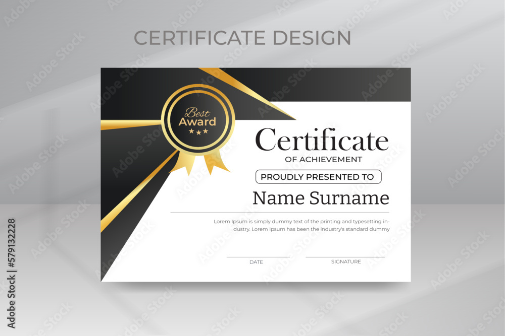 Obraz premium Appreciation and Achievement Modern Certificate Template Design