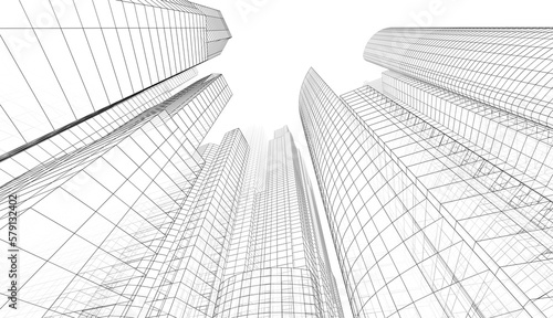 City skyscrapers 3d rendering 3d illustration