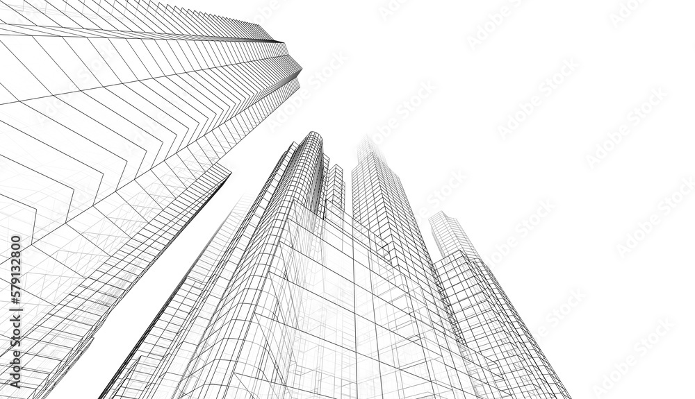 Fototapeta premium City skyscrapers 3d rendering 3d illustration
