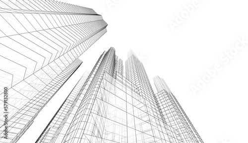 City skyscrapers 3d rendering 3d illustration