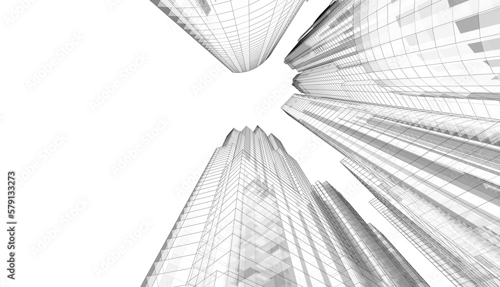 Fototapeta premium City skyscrapers 3d rendering 3d illustration