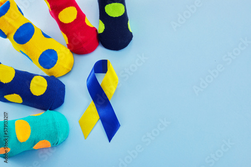 Canvas Print World Down syndrome day background. Lots of socks.
