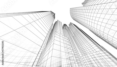 City skyscrapers 3d rendering 3d illustration