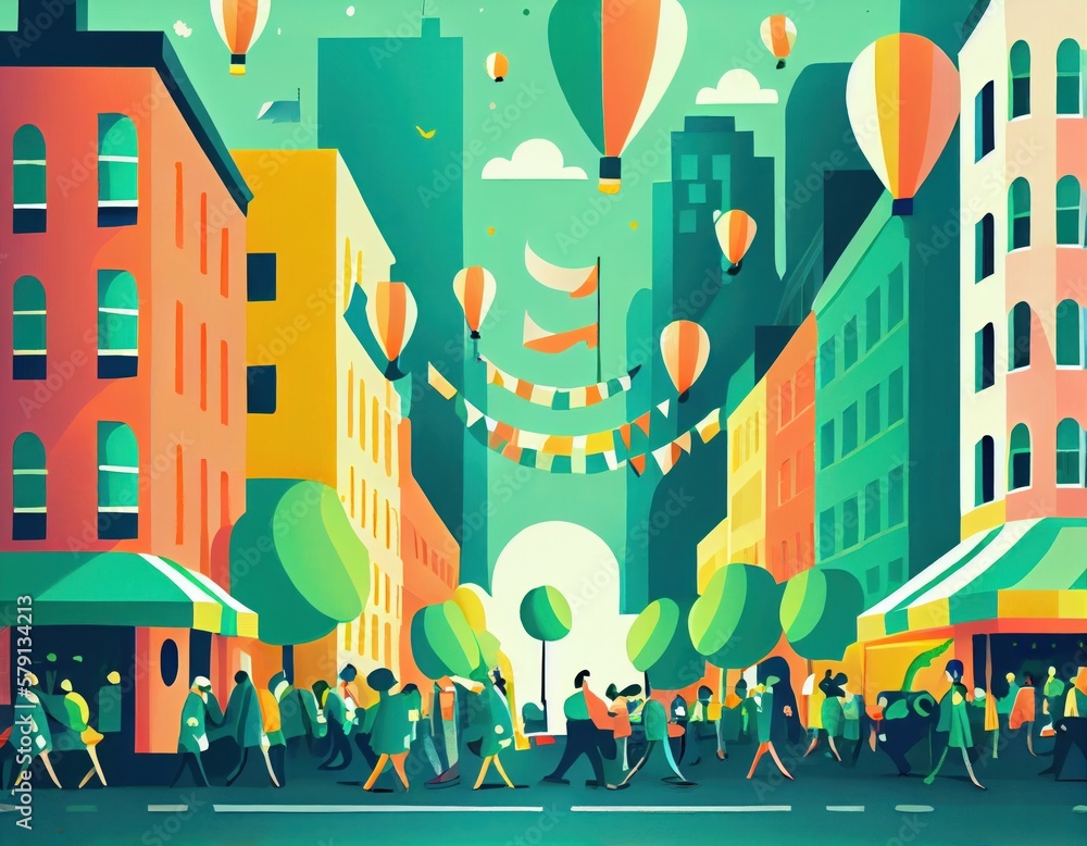 st patrick's day background illustartion art of a st patrick parade, generative ai st patrick's day background illustartion art of a st patrick parade, generative ai