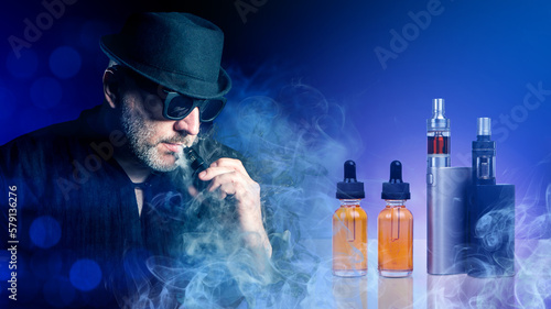 Vaper man. Guy uses vape ci...