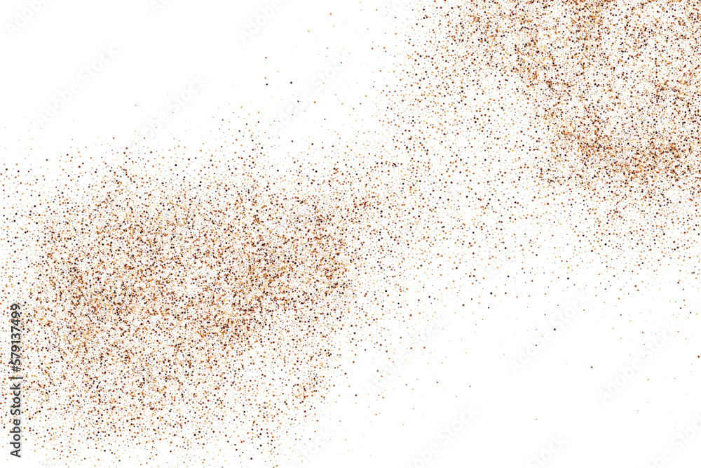 Coffee Color Grain Texture Isolated on White Background. Chocolate Shades Confetti. Brown Particles. Digitally Generated Image. Vector Illustration, EPS 10.