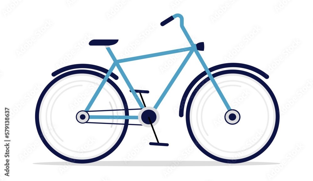 Vector bike - Illustration of regular bicycle for men in light blue colour on white background Vector bike - Illustration of regular bicycle for men in light blue colour on white background