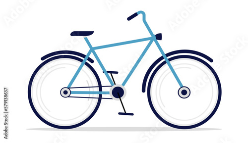 Vector bike - Illustration of regular bicycle for men in light blue colour on white background