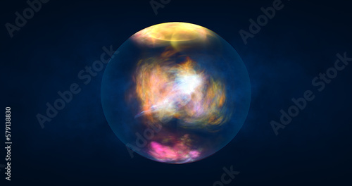 Abstract ball sphere planet iridescent energy transparent glass magic with energy waves in the core abstract background