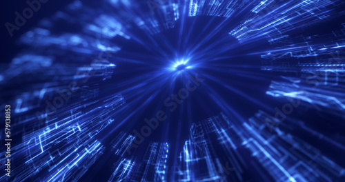 Abstract blue glowing circle energy futuristic computer digital hi-tech swirling abstract background