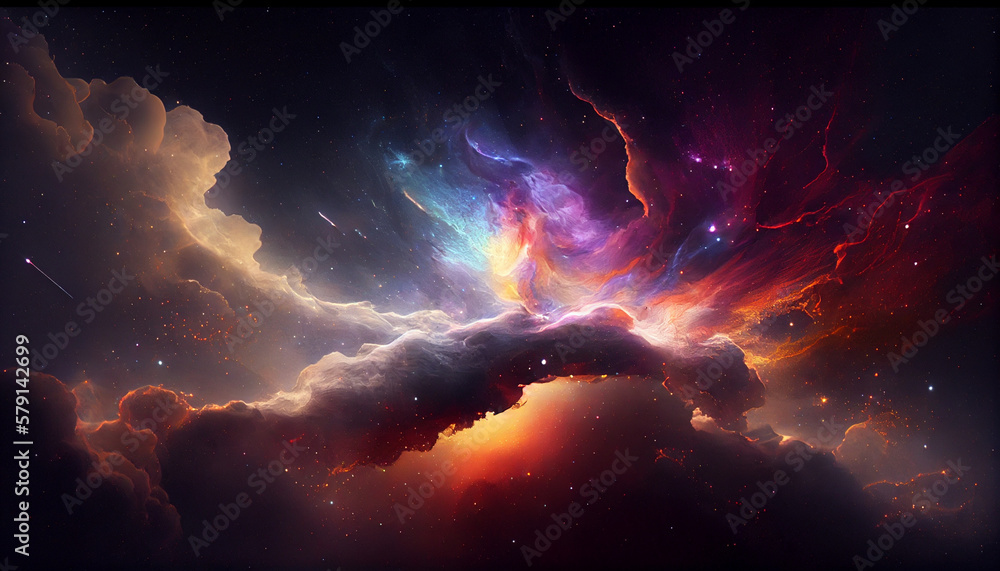 Galaxy with colorful nebula _shiny stars Ai generated image