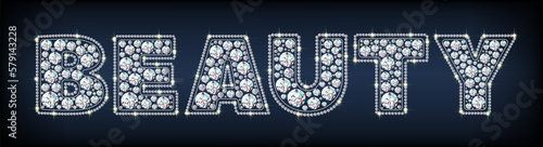 Letters Beauty made from sparkling diamonds vector