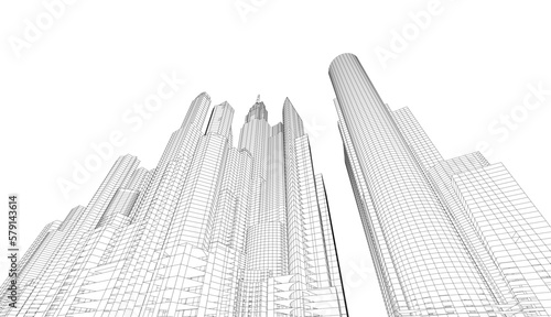 City architecture vector 3d illustration