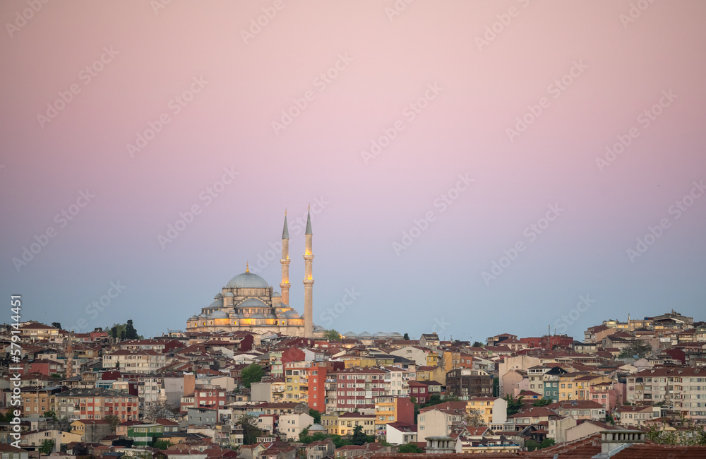 View over Istanbul Golden Horn Sulemaniya Mosque