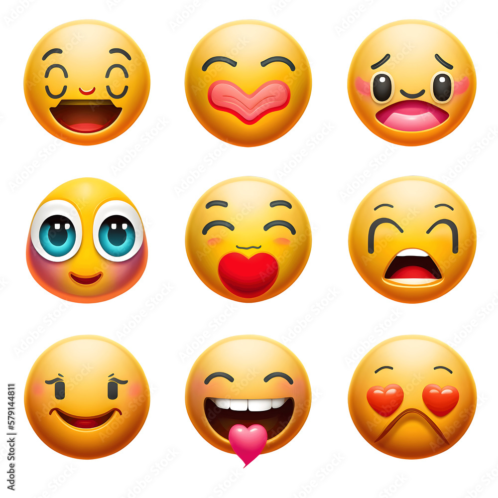 Fototapeta premium Emoji World | Express your feelings | Png image | No background | Vector | Clipart | Set