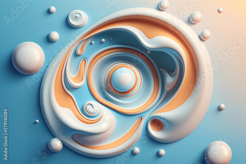 An abstract and geometric background with pastel liquid colors. Ai generated.