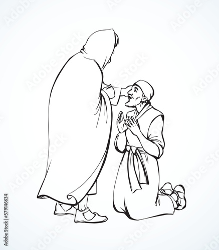 Vector drawing. Jesus heal the man