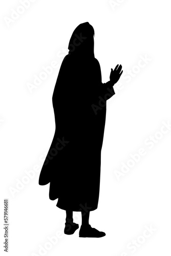 Vector drawing. The man in the coat. Back view