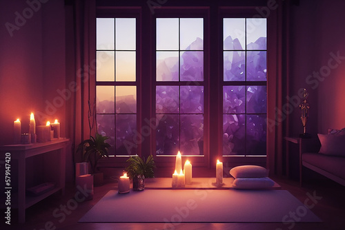 candles in the window, calming scene
