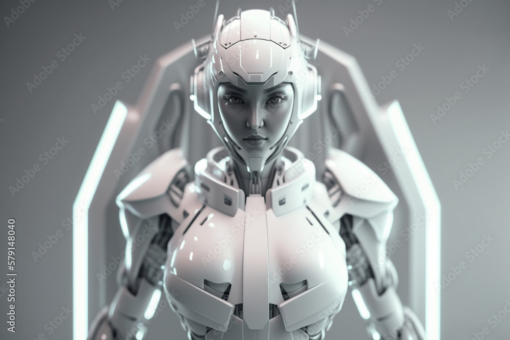 Robot woman background. Created with generative Ai technology. Robot woman background. Created with generative Ai technology.