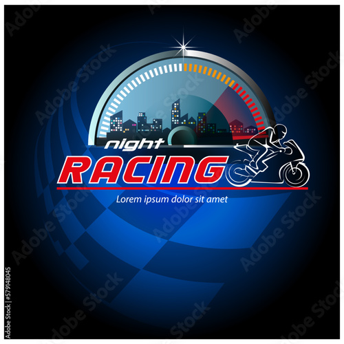 Vector illustration, Night racing event symbol