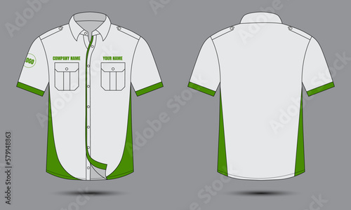 Office shirt mockup vector illustration front and back view