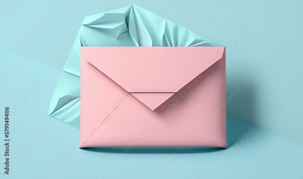a pink envelope with a blue envelope on a blue background. generative ai a pink envelope with a blue envelope on a blue background. generative ai