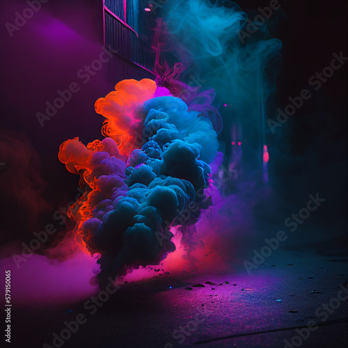 Smoke at night in neon 