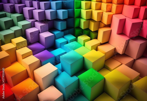 A Colorful Mosaic of Imagination  AI-Generated Render of Bright Blocks  Shapes  and Textures