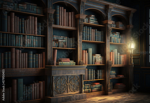 Organizing the Classics  An AI-Generated 3D Render of an Old Library s Bookshelves