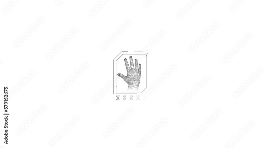 Looped animation of 3D human hand HUD element. Looped animation of 3D human hand HUD element.