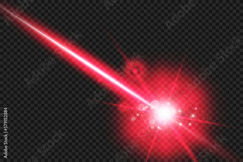Abstract laser beam. Transparent isolated on black background. Vector illustration. 