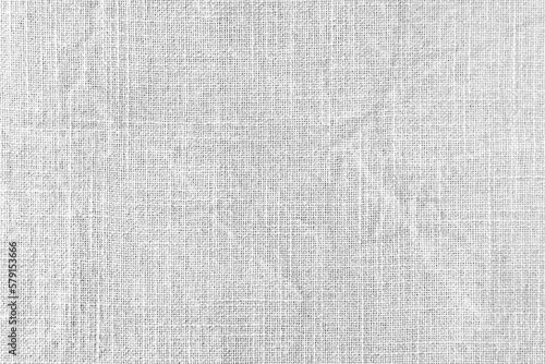 Natural white linen fabric texture background. Flax cloth surface, tablecloth, upholstery, curtains textile. Top view, close up