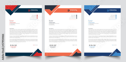 Business letterhead minimal design with 3 Colors variation © designdefines