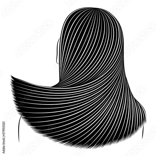 Straight beautiful girl hair. The lady is beautiful and stylish. Lamination and keratin hair straightening. Vector illustration
