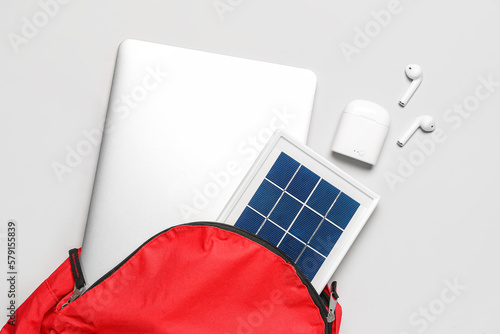 Bag with portable solar pan...