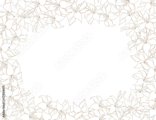 Lilly frame line art boarder for wedding invitation or card